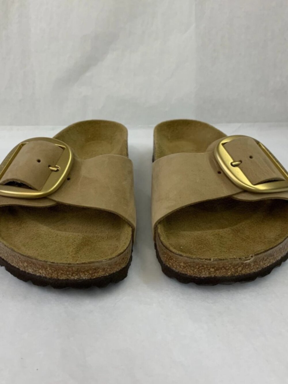 Birkenstock Madrid Big Buckle Sandcastle Nubuck Leather Regular Width Sandals